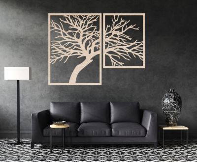 3D dřevěný obraz na zeď "Strom" - 2 dílný | 70 x 50cm, 90 x 65cm