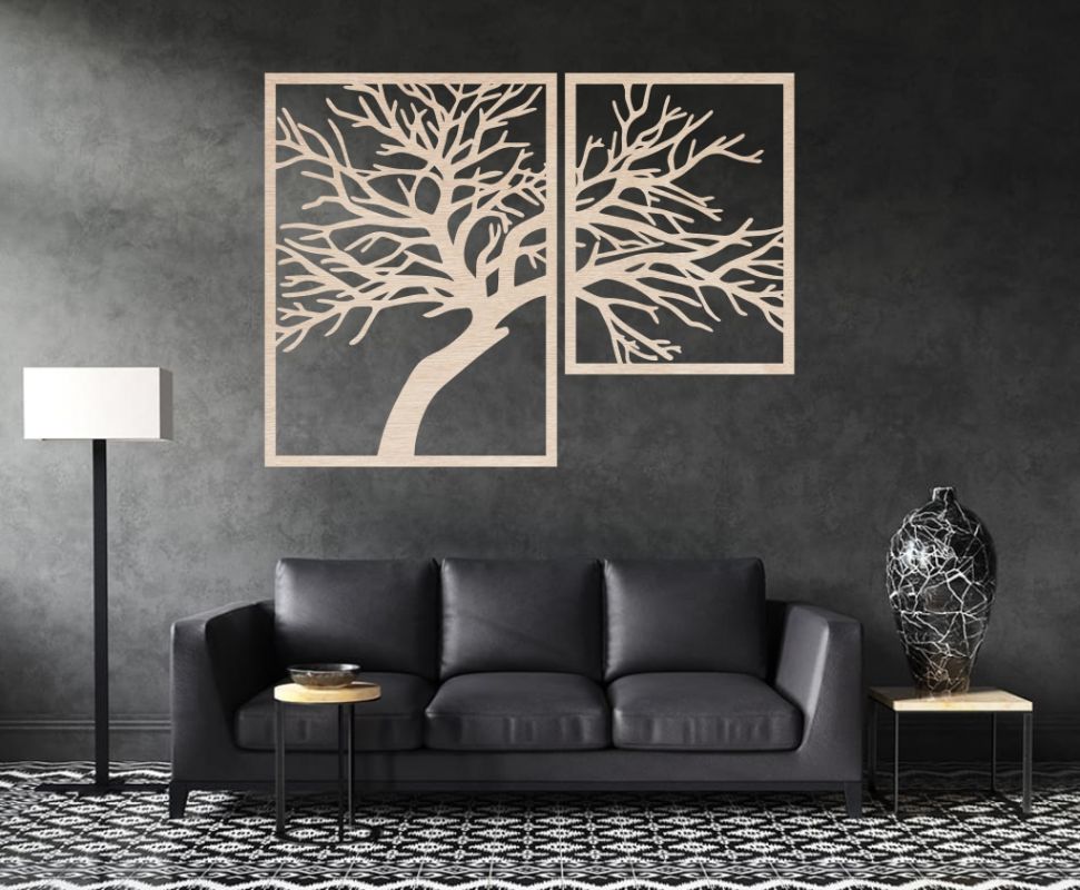 3D dřevěný obraz na zeď "Strom" - 2 dílný Home Deco