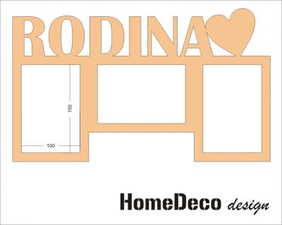 Dřevěný fotorámeček s nápisem Rodina Home Deco