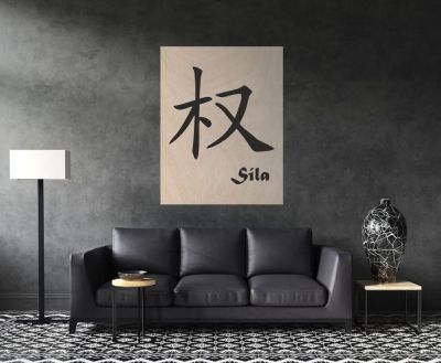 Kanji Symbol Síly "Power" 3D dřevěný Obraz | 35 x 45 cm, 49 x 63 cm
