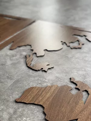 3D dřevěná dekorace na zeď - Mapa Světa Home Deco