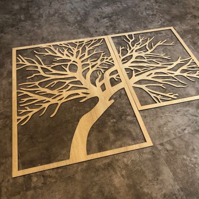 3D dřevěný obraz na zeď "Strom" - 2 dílný Home Deco