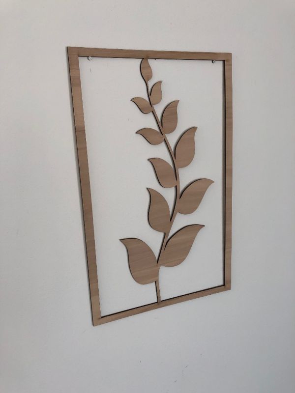 3D dřevěná dekorace na zeď - Listy - 40x65cm Home Deco