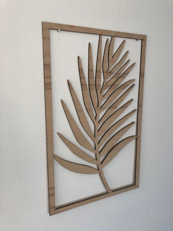 3D dřevěná dekorace na zeď - List Palmy - 40x65cm Home Deco