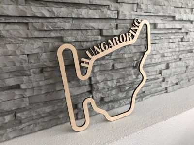 Dřevěná mapa závodního okruhů Formule 1 Hungaroring - Maďarsko | 30cm, 40cm, 50cm, 60cm, 70cm