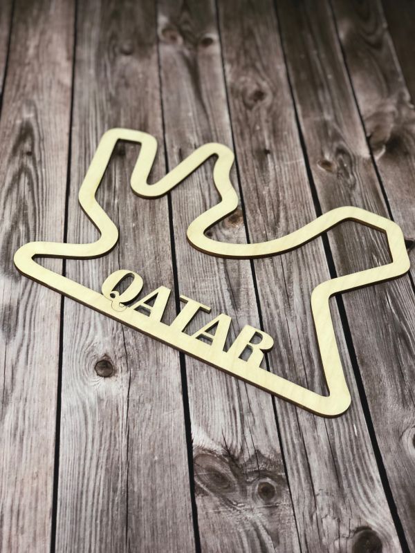 Dřevěná mapa závodního okruhů Formule 1 v Qataru Home Deco