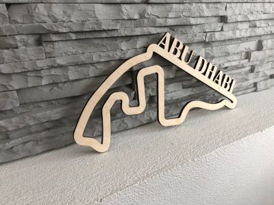 Dřevěná mapa závodního okruhů Formule 1 v Abu Dhabi | 30cm, 40cm, 50cm, 60cm, 70cm
