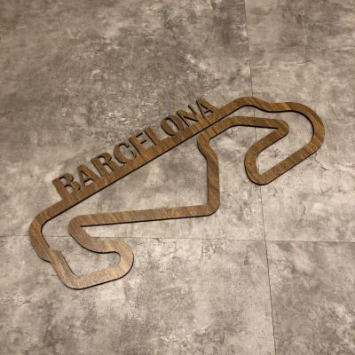 Dřevěná mapa závodního okruhů Formule 1 v Barceloně Home Deco