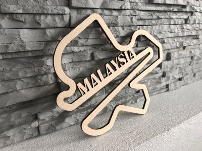 Dřevěná mapa závodního okruhů Formule 1 v Malaysii | 30cm, 40cm, 50cm, 60cm, 70cm