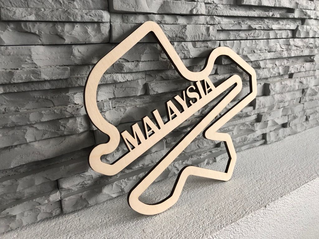 Dřevěná mapa závodního okruhů Formule 1 v Malaysii Home Deco