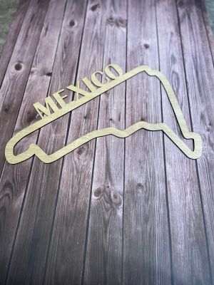 Dřevěná mapa závodního okruhů Formule 1 v Mexiku Home Deco