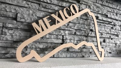 Dřevěná mapa závodního okruhů Formule 1 v Mexiku | 30cm, 40cm, 50cm, 60cm, 70cm
