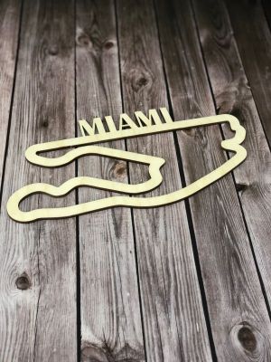 Dřevěná mapa závodního okruhů Formule 1 v Miami USA Home Deco