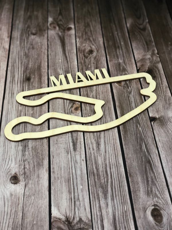 Dřevěná mapa závodního okruhů Formule 1 v Miami USA Home Deco