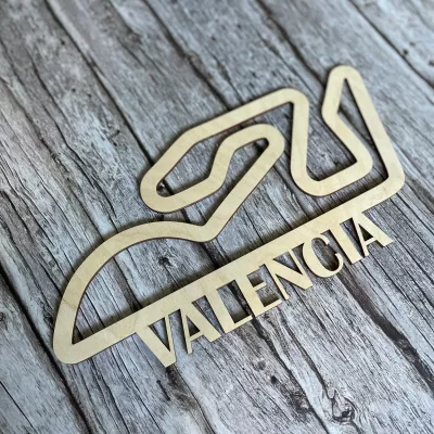 Dřevěná mapa závodního okruhu ve Valencii | 30cm, 40cm, 50cm, 60cm, 70cm