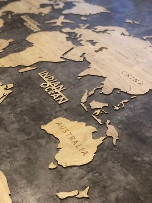 Dřevěná nástěnná mapa Světa - vícedílná skládačka Home Deco