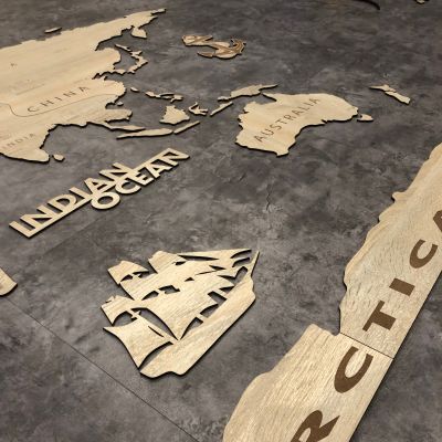 Dřevěná nástěnná mapa Světa - vícedílná skládačka Home Deco
