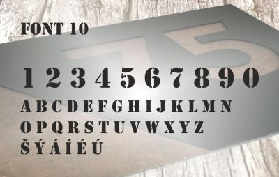 Font 10 Stencil - Moderní číslo popisné na dům, plot, vchod v provedení Antracit a šedá