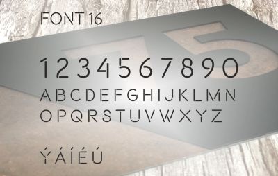 Font 16 BEON - Moderní číslo popisné na dům, plot, vchod v provedení plexi a Alu Dibond