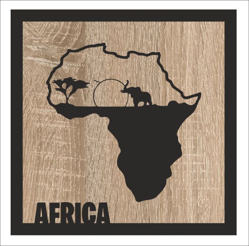 Vícevrstvý dřevěný obraz Afriky Home Deco