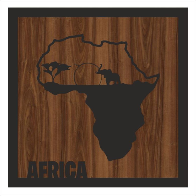Vícevrstvý dřevěný obraz Afriky - Tmavá Home Deco