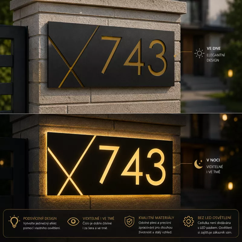 Číslo popisné Light - Kombinace s průsvitným plexisklem Home Deco