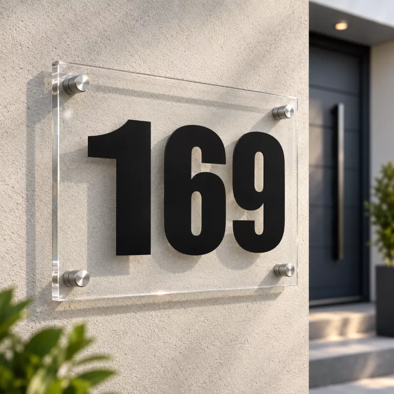Číslo popisné na dům, plot, vchod z tvrzeného Plexi-skla Home Deco