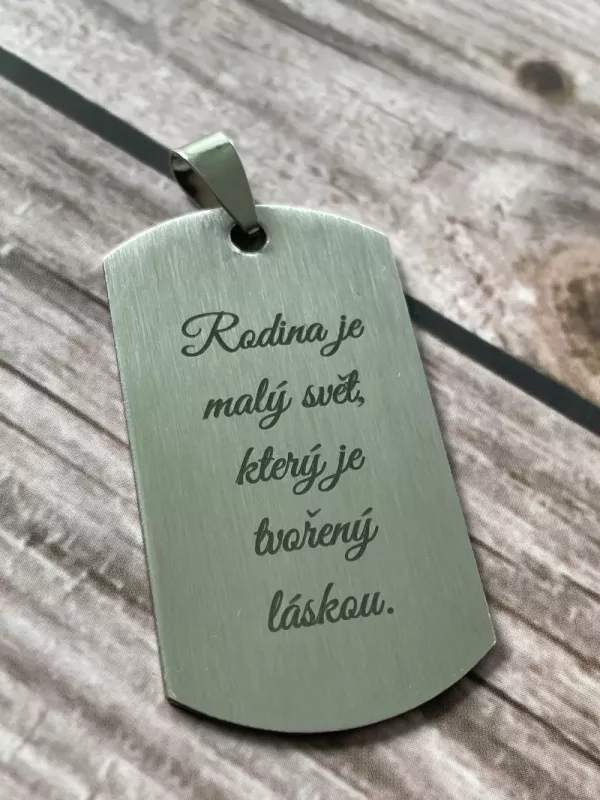 Gravírovaný DogTag přívěsek - stříbrný Home Deco