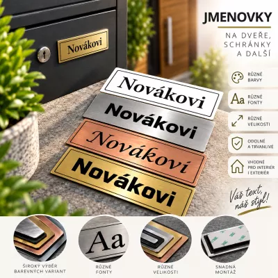 Jmenovka na dveře nebo schránku | 80x30mm, 100x40mm, 100x50mm, 100x60mm