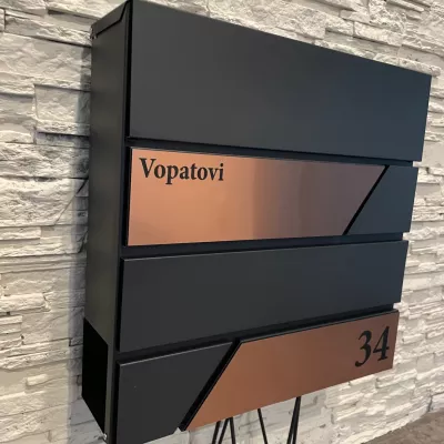 Poštovní schránka s vlastním jménem a číslem Typ2 – antracitová