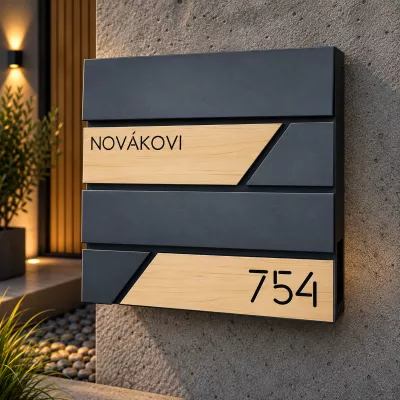 Poštovní schránka s vlastním jménem a číslem Wood 03 – Buk