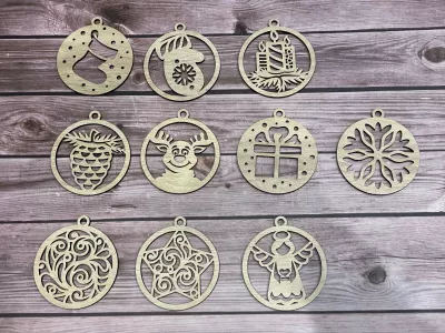 Sada 10ti Vánočních dřevěných ozdob Home Deco