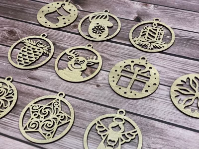 Sada 10ti Vánočních dřevěných ozdob Home Deco