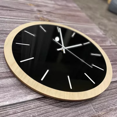 Scandi Wood Black – designové nástěnné hodiny Home Deco Scandi Wood Black – designové nástěnné hodiny Home Deco