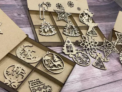 Sada Vánočních dřevěných ozdob Home Deco