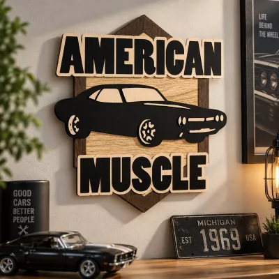 American Muscle - Dodge Challenger 70' | 37 x 35cm, 50 x 47cm