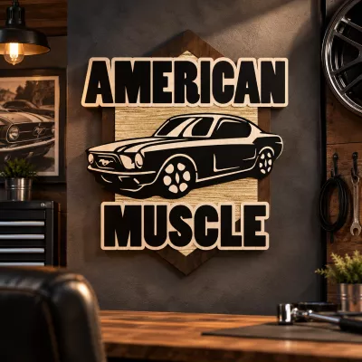 American Muscle - Ford Mustang' | 37 x 35cm, 50 x 47cm