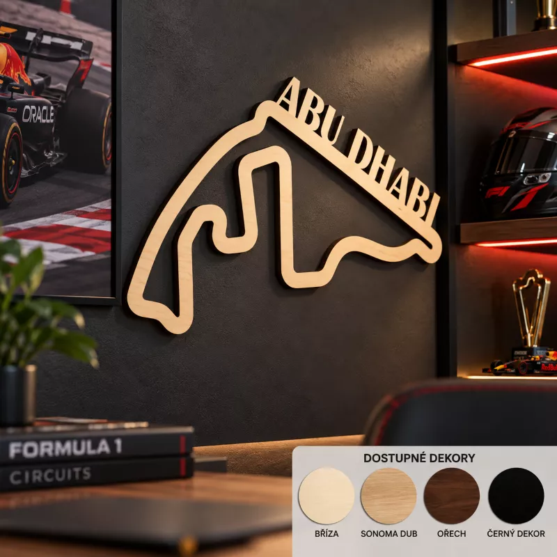 Dřevěná mapa závodního okruhů Formule 1 v Abu Dhabi Home Deco